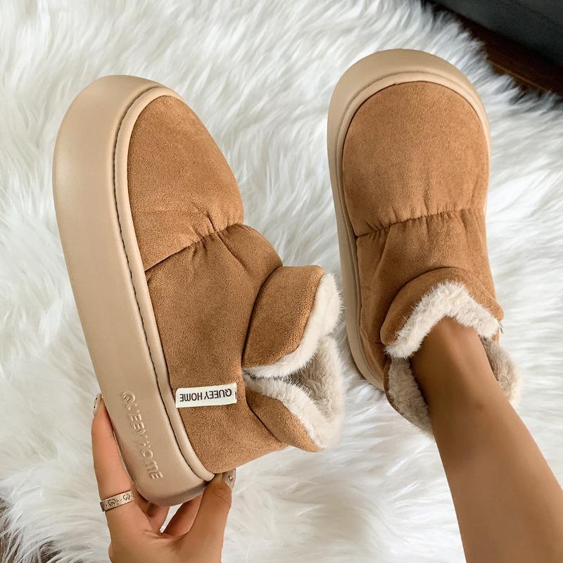Bread shoes winter soft-soled warm slippers thick-soled plush couple wear all-inclusive heel cotton shoes women