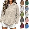 Top a manica lunga in flanella con cappuccio e tasche, stampato, casual da donna per autunno e inverno