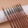 9Pcs Nail Brush Set, Nail Art Tool for Gel, Fine Line, Painting and Detail Work Pens with Stylish Brown Handles