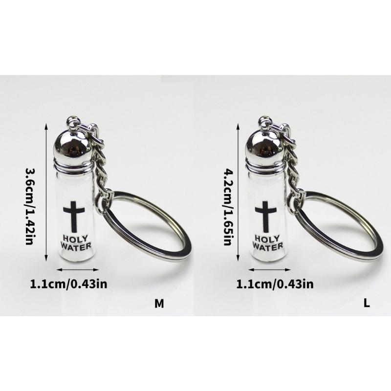 6 Units Glass Crucifix Keychain Watertight Vessel With Reinforced Carabiner Multipurpose Use For Home Or Travel