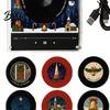 Decorative Acrylic Fridge Magnet Record Player for Christmas Halloween with 9 Programmable Records NFC Music Disc Enabled Vinyl Albums Refrigerator