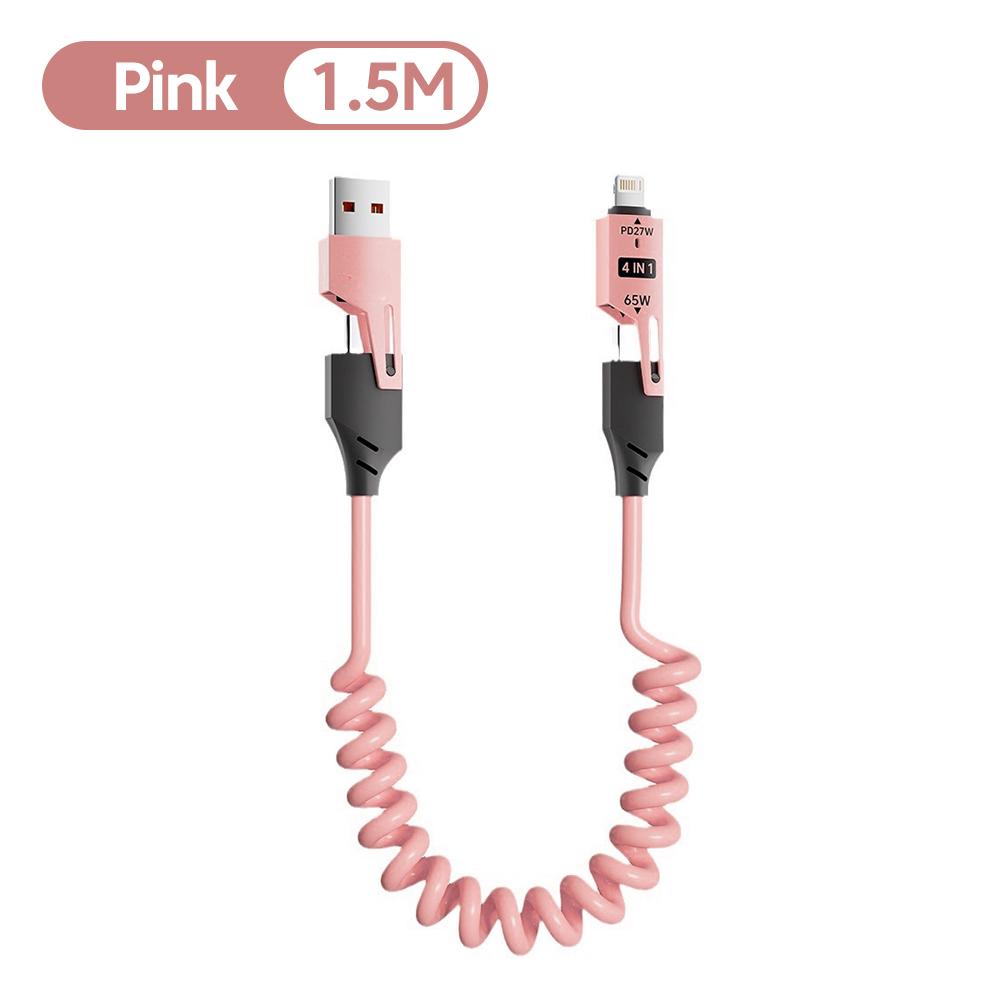 4 In 1 65W Charging Cable Multi Port USB Type C Fast Charging Data Cable For iPhone 16 15 Xiaomi Samsung PD 27W Lighting Cable