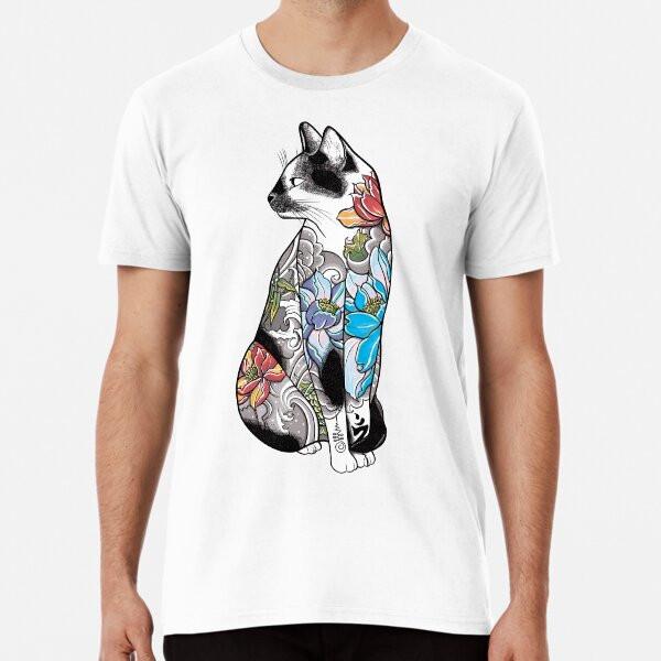 Cat In Lotus Tattoo T-Shirt S-5XL Best T-Shirt