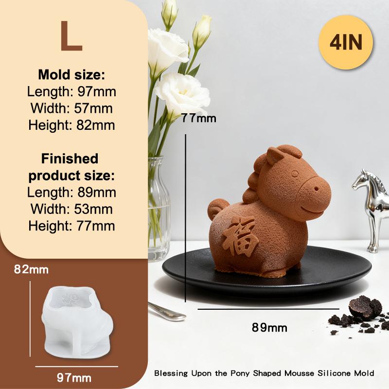 Cartoon Horse Shape Silicone Cake Mousse Mold Horse Design Stereoscopic Chinese New Year DIY Decor Dessert Making Tools