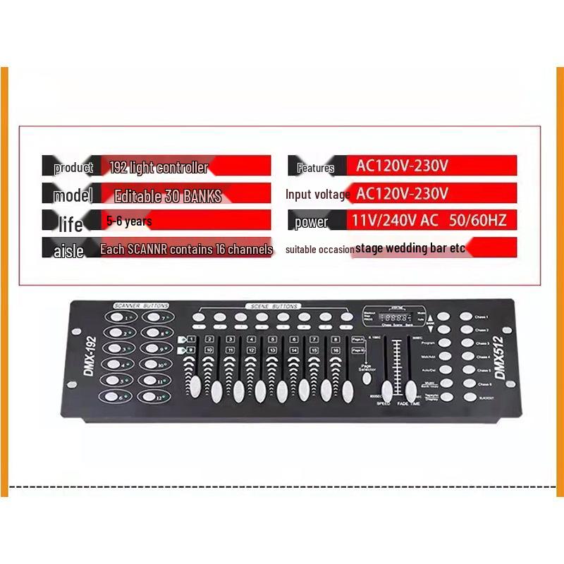 DMX192 Stage Lighting Console for 512 Par and Moving Head Lights with Dimmer Control
