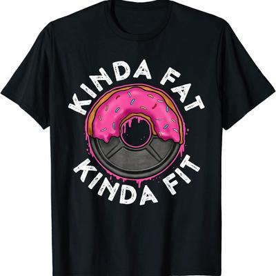 Donut Weight Plate Men Cotton TShirt Funny Workout Casual Athletic Fit Black - Men's Summer Cotton Graphic Tee
