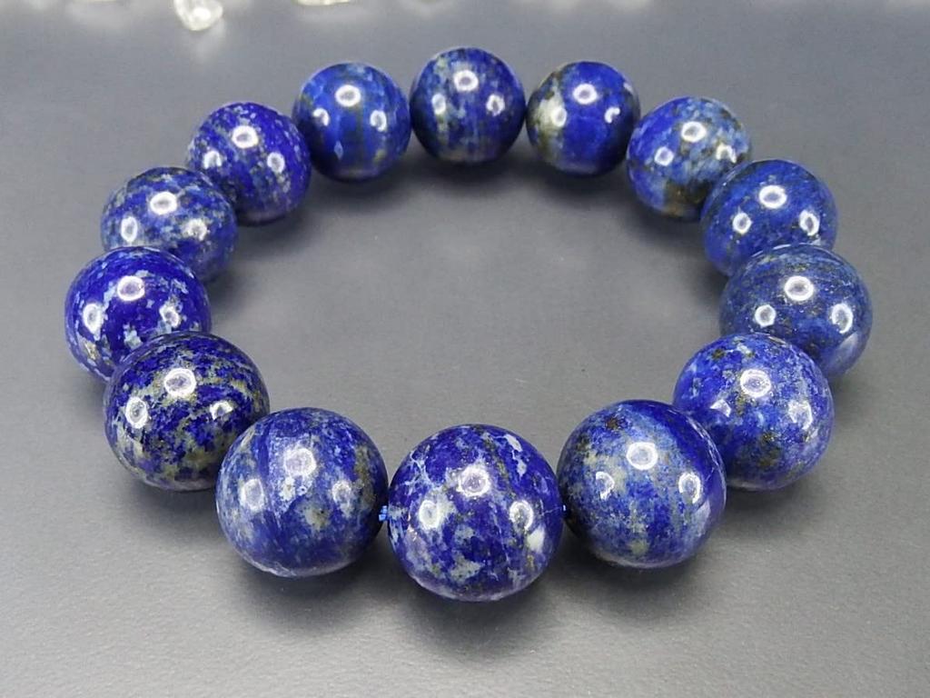 AAA Lapis Lazuli Natural Stone Uncolored Extra Large Prayer Bead Bracelet Fragment of the Sky 170mm L [Ishigai] Approx. 16mm+ Approx. (Men's Size)