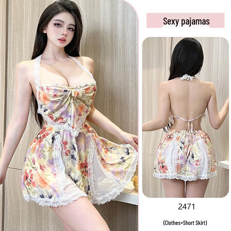 

Kawaii Floral Camisole & Nightgown Pajama Set - Role Play 2557 One Size