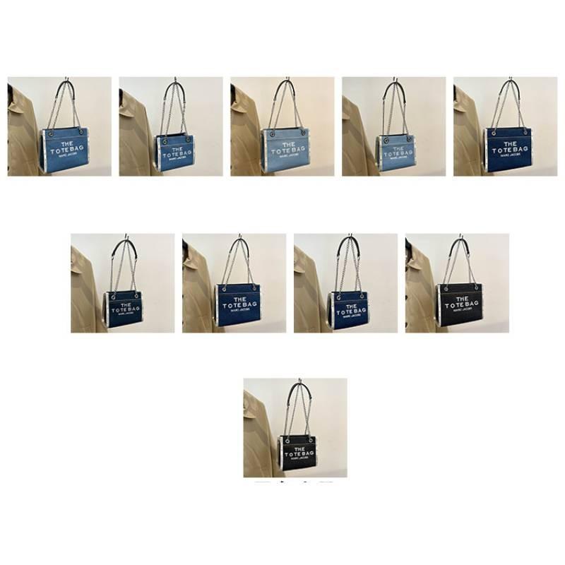 Stylish 2024 Autumn Fashion Letter Print Large Capacity Denim Canvas Tote Bag For Women In Black Blue And Sky Blue