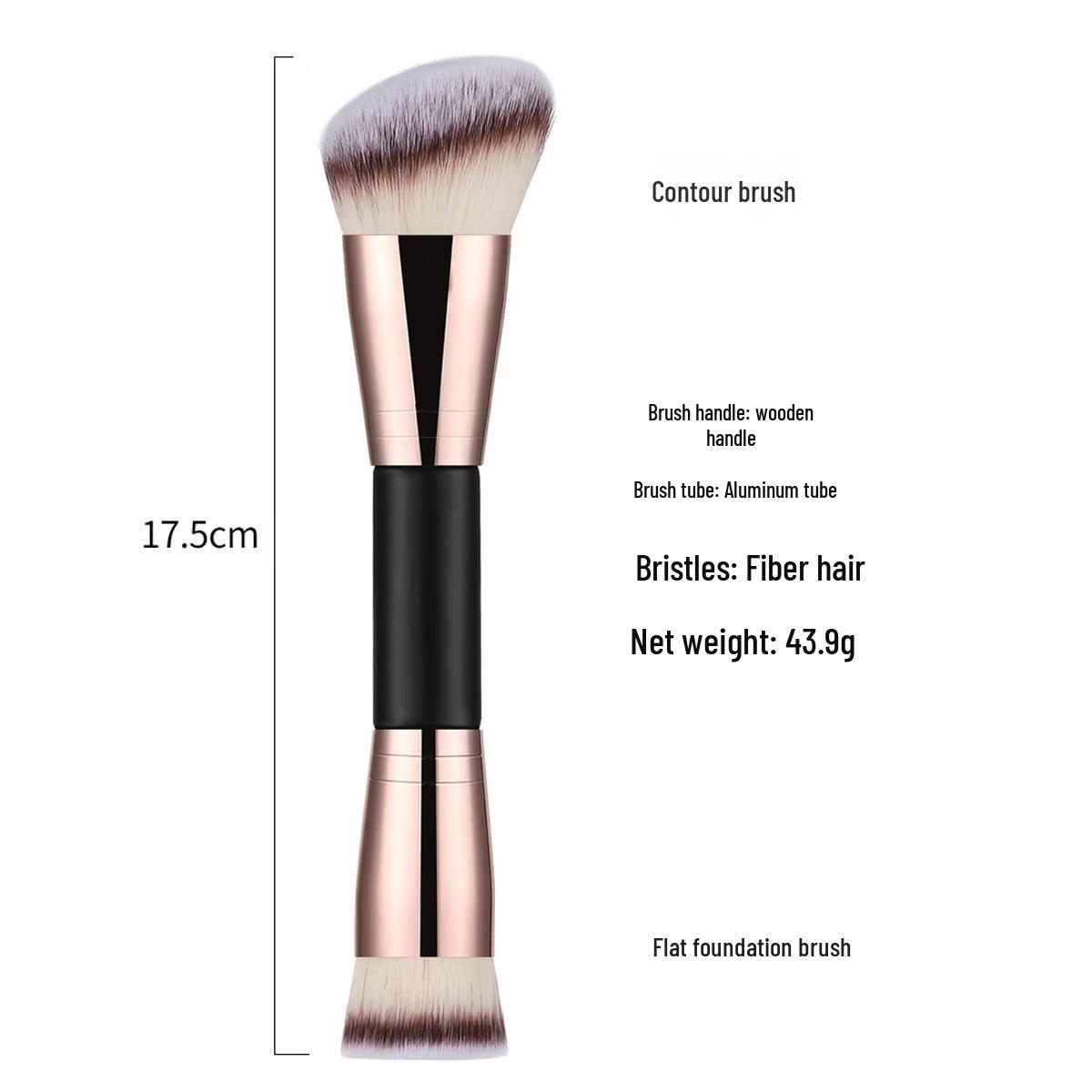 

Black & Gold Double-Ended Makeup Brush: Foundation, Blush, Contour & Loose Powder Brush