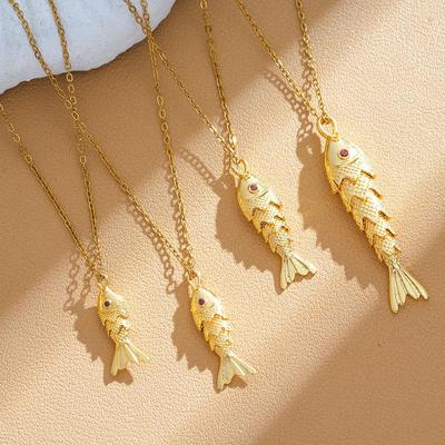 Cross Ocean Series Koi Titanium Steel Necklace: Versatile Clavicle Chain with High-End Niche Design