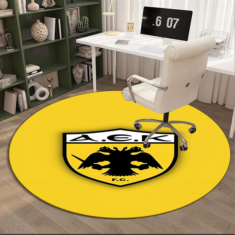 Aek Football Crest Round Rug for Livingroom,Bedroom, Palyroom, Chair Rug, Area Rug, Circle Carpet, Fan Christmas Gift