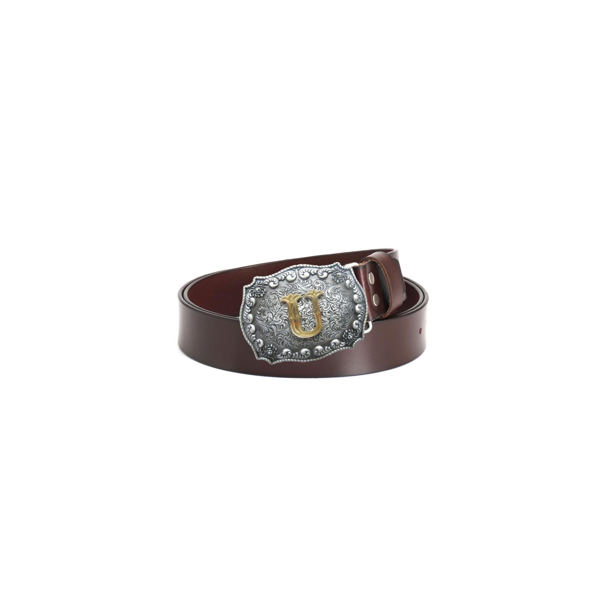 Punk Style Full Grain Leather Belt - Men s Fashionable European American Design 110cm