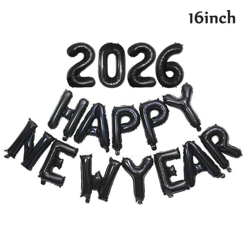 16Inch 2026 Happy New Year Foil Balloons Christmas New Year Party Decoration Festival Party Supplies Photo Props Home Decor