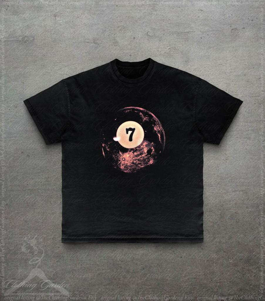 2000s Pool Ball Graphic Tee, Retro Dark Art T-Shirt for Men Women, Y2K Vintage Style Grunge Top, Goth Blood Moon Shirt, Gifts For Him