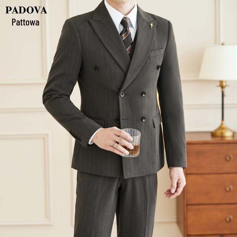 Patova Men s British Slim Fit Striped Three-Piece Suit 48