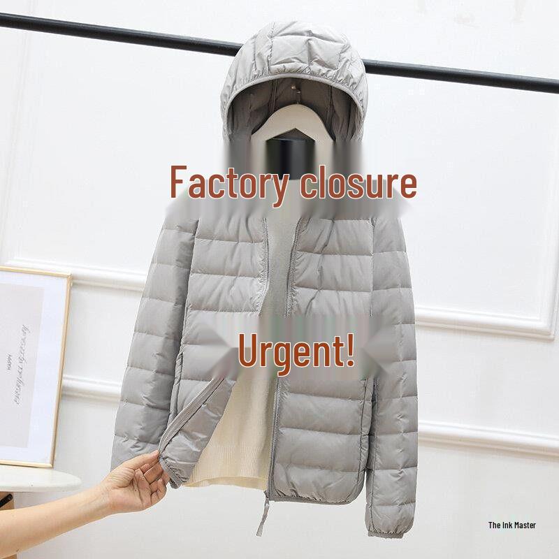 2023 Autumn/Winter Women's Slim Korean-Style Hooded Lightweight Down Jacket
