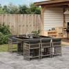 VidaXL Garden Dining Set and Cushions 7 Pcs Grey Rattan 3211628