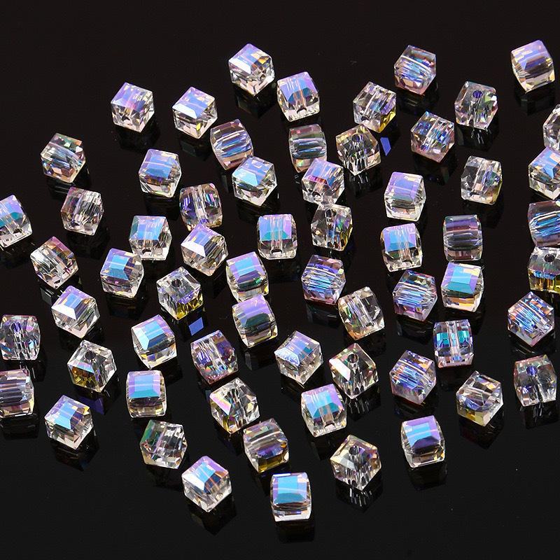 6-8mm Multi-Faceted High-Transparency Crystal Square Beads for Colorful DIY Jewelry Making