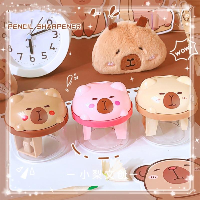 Cartoon Pencil Sharpener Small Manual Sharpener for Various Wood Pencil Double Hole Sharpener for Student Kid Adult