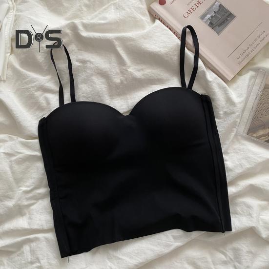 Ledově hedvábná tílka s ramínky a hrudní vycpávkou, nastavitelná ramínka, krásná záda, top kamizolka, elastická tkanina, spodní topy