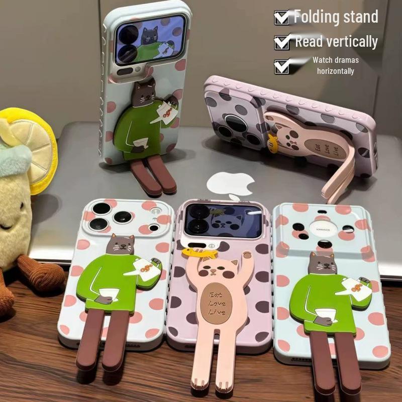 Polka Dot Transforming Phone Case for iPhone 16 Pro Max/15 with Stand and Large Window