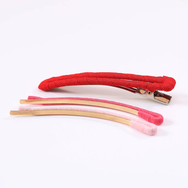 

Square Clip + Colored Hairpin 2-piece Set (Red)