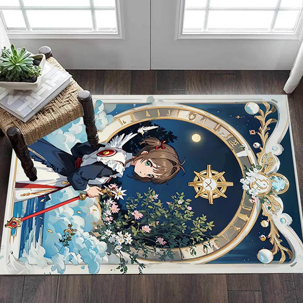 Elegant Blue Floral Dress Decoration,Carpet,Living Room,Bedroom, Non-slip,Square rug