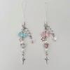 Fashionable Keychain with Bead Phone Charm Unique Bowknot Keychain Vibrant Beaded Pendant for Cellphone