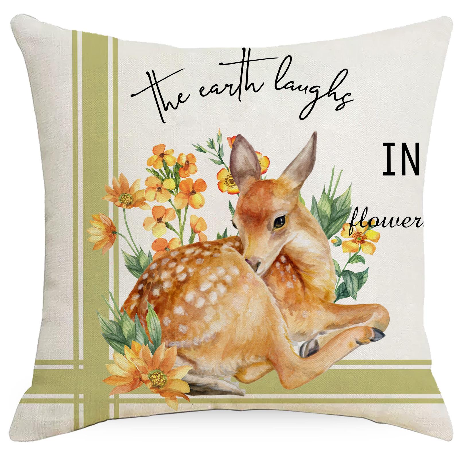 

Новая наволочка с цветочным принтом для весны и лета, наволочка из домашней ткани с изображением кролика и капусты, подушка для спальни, гостиной 45 * 45Cm without pillow core
