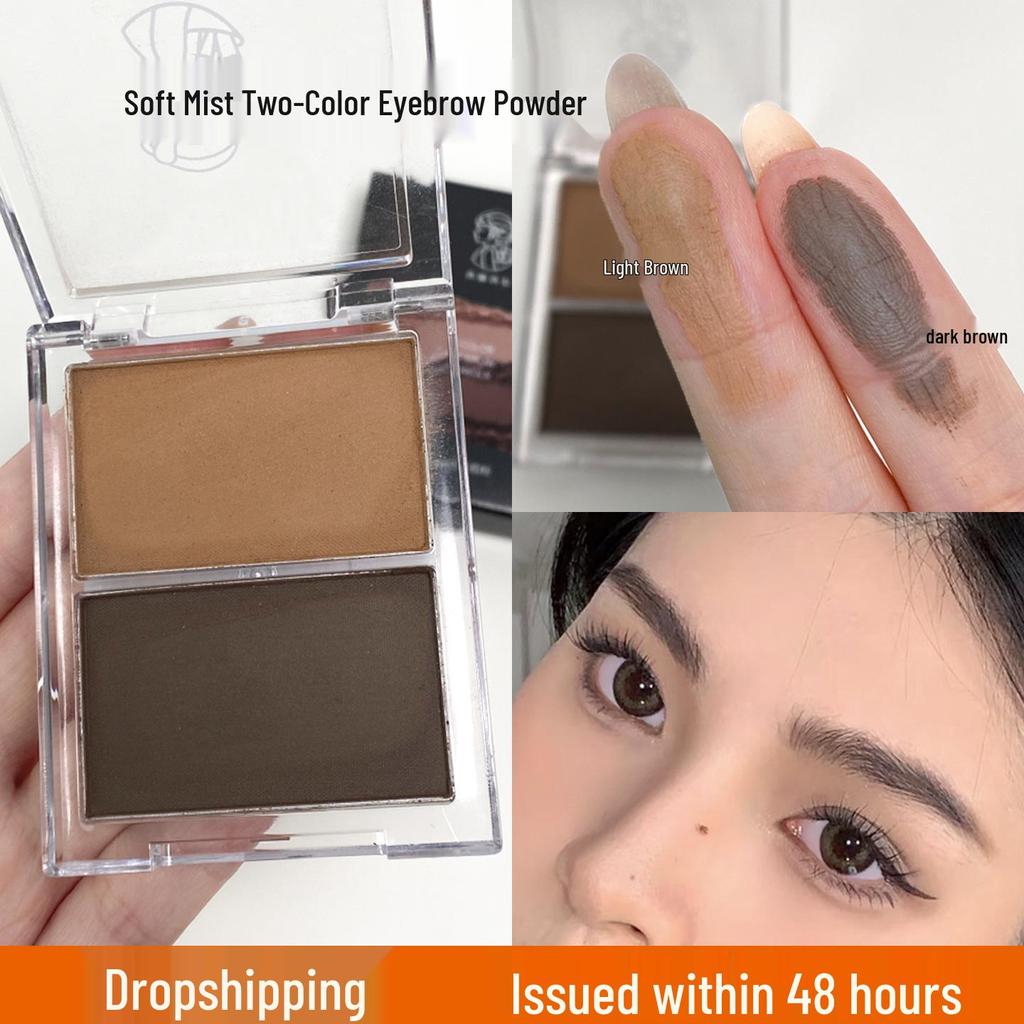 Two-Shade Eyebrow Powder: Light Brown & Dark Coffee, Waterproof, Smudge-Proof, Long-Lasting, 3D Contouring for Natural Wild Brows
