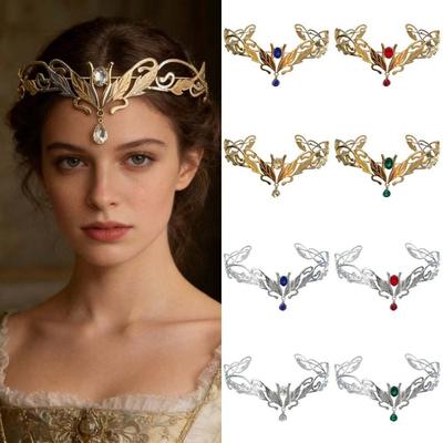 Élégantes Tiaras de Déesse Baroque Alliage de Zinc Alliage de Zinc Strass Headdress Roi Rond Couronne d'Elfes Accessoires de Photographie