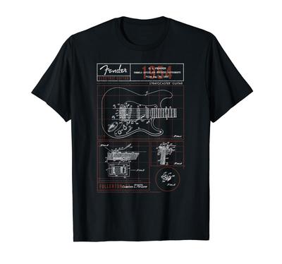 Stratocaster Diagram Boxes Guitar T-shirt