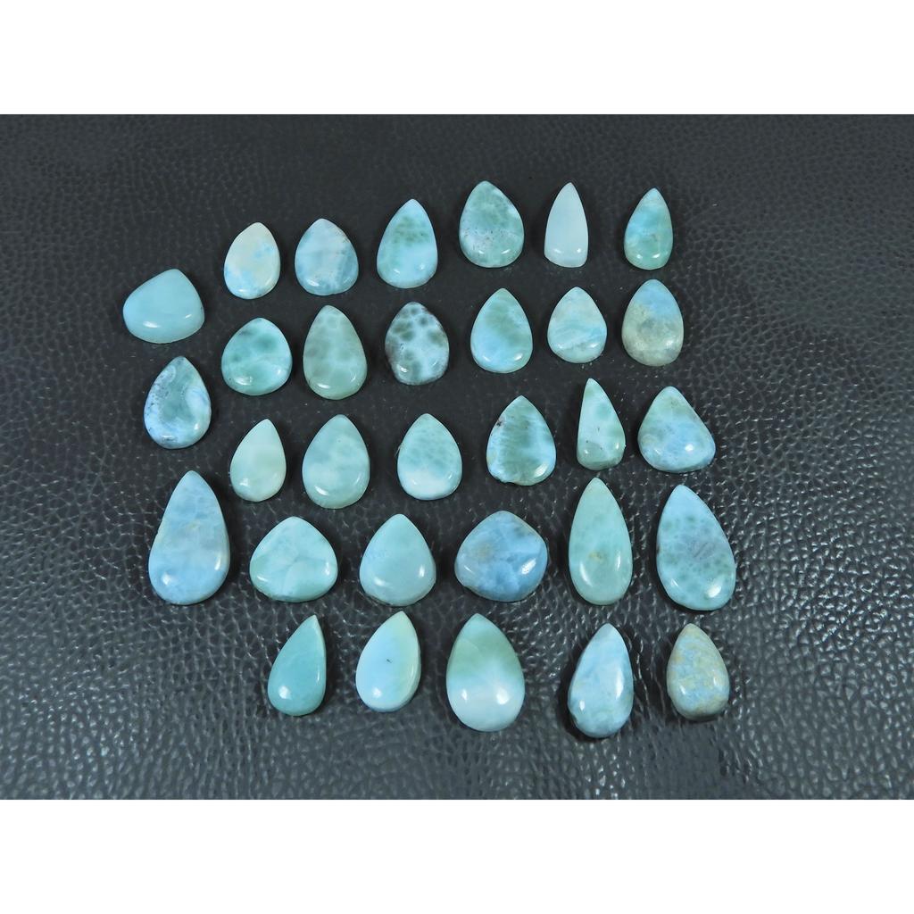 08X14-11X20MM Natural Larimar Pectolite Pear Cabochon Gemstone 31Pcs Lot C-4025