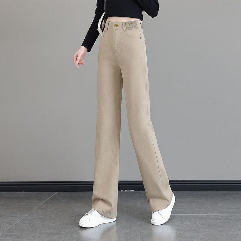 

Весна/лето Женские джинсы с высокой талией Свободные джинсы с широкими штанинами Прямые брюки 3XL абрикосовый света