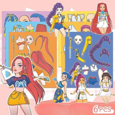 New Kpop Demon Hunters Stickers DIY Dress Up Kits Dress Up Sticker Books Clothes Changing Book Birthday Gift