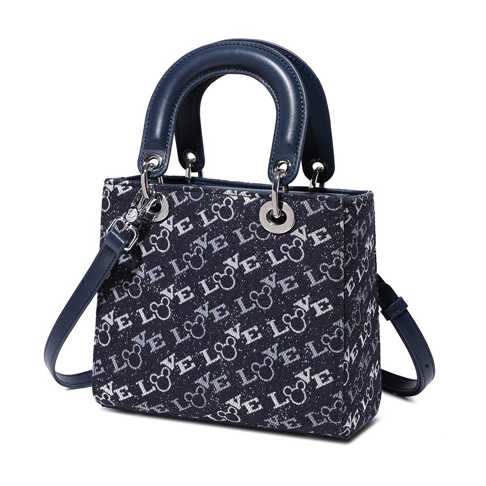 New Disney Mickey Series PU, Textile Mixture One Shoulder Handbag Women's Blue BMK-71667L