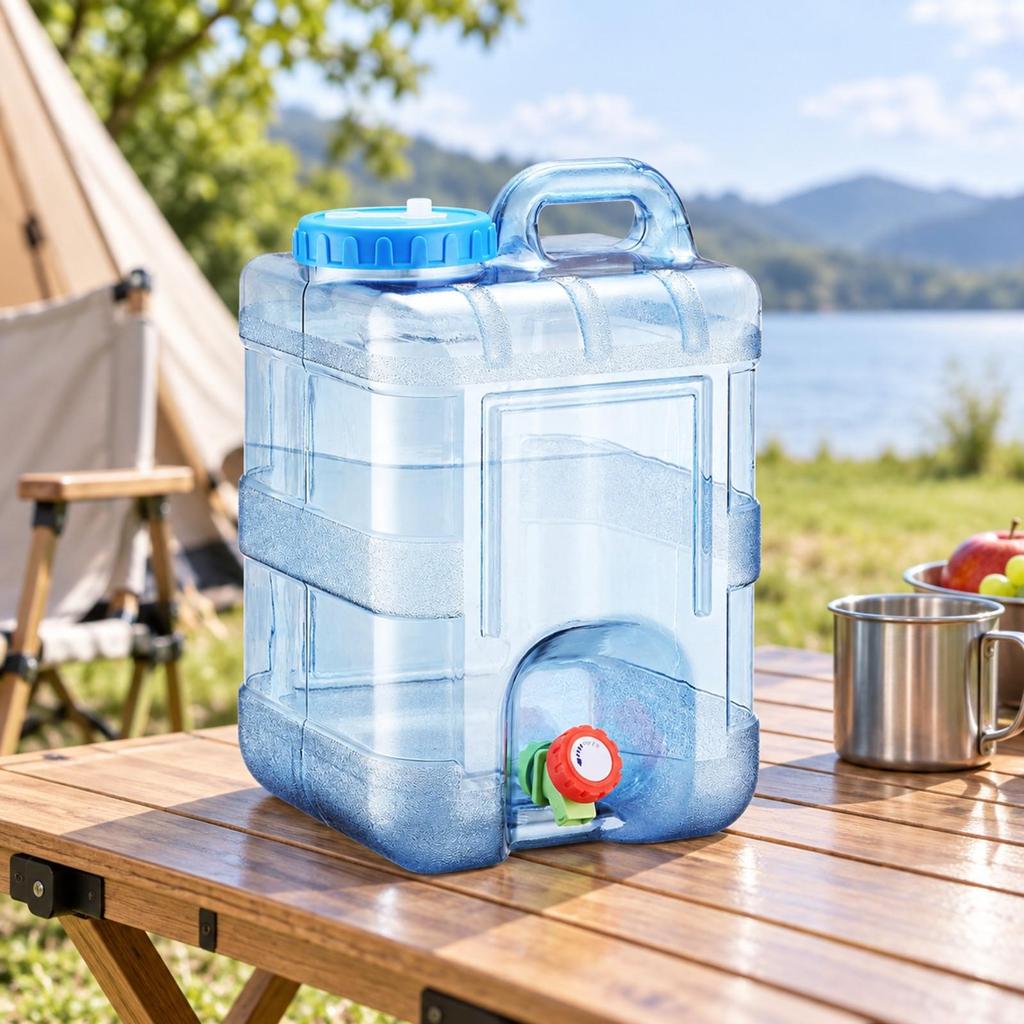15L Portable Water Tank Lightweight with Dispensing Tap Sturdy for Outdoor Activities,