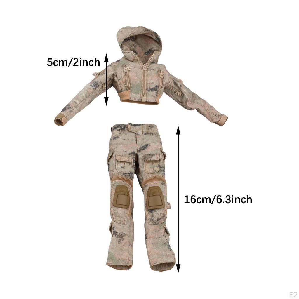 1/6 Scale Figure Hooded Coat with Pants Dress Up Casual Stylish Retro Long Sleeve Top Outfit for