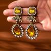 Medieval Western and Medieval Jewelry Old Gold Water Drop Shaped Gem Earrings Diamond Light Luxury Temperament Earrings