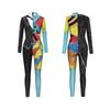 Women's Fashion Boho Halloween Print Long Sleeve Slim Costumes Zipper Jumpsuit
