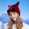 Warm Knitted Goggles Hat Windproof Skullies Hat Fashion Winter Beanie  for Women