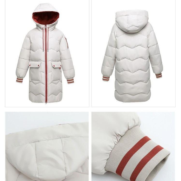 Mittellange Daunenjacke für Damen Lockere Baumwollwattierte Jacke Winterbekleidung Warme Baumwollwattierte Jacke