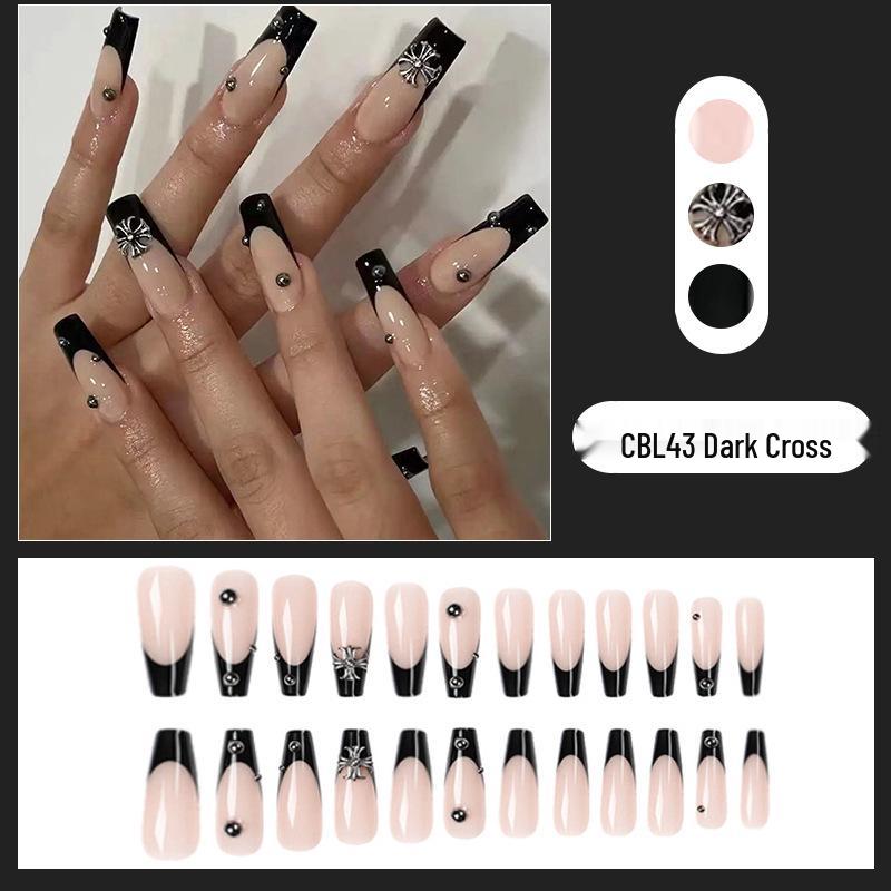 Chrome Hearts Cross Dark Ballet Press-On Nails - Spicy Cool Style, Pre-Glued Tips