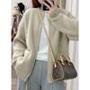 Lazy Wind Zipper Sweater Cardigan Women's Spring and Autumn New Design Loose Knitted Jacket Top
