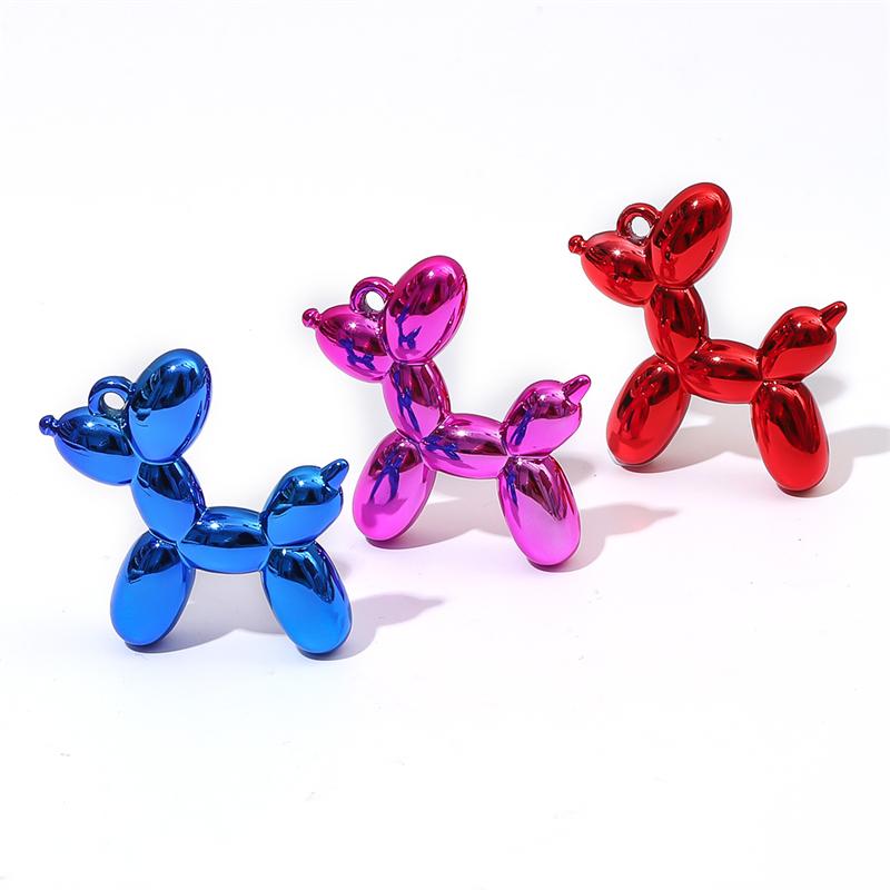 1/2pcs Acrylic Electroplated UV Balloon Dog Pendant Charms for DIY Jewelry Earring Bracelet Making