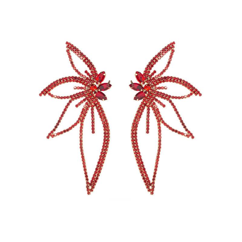 Wind Claw Chain Alloy Butterfly Diamond Flower Earrings Women'S Creative Retro Temperament Earrings Bow