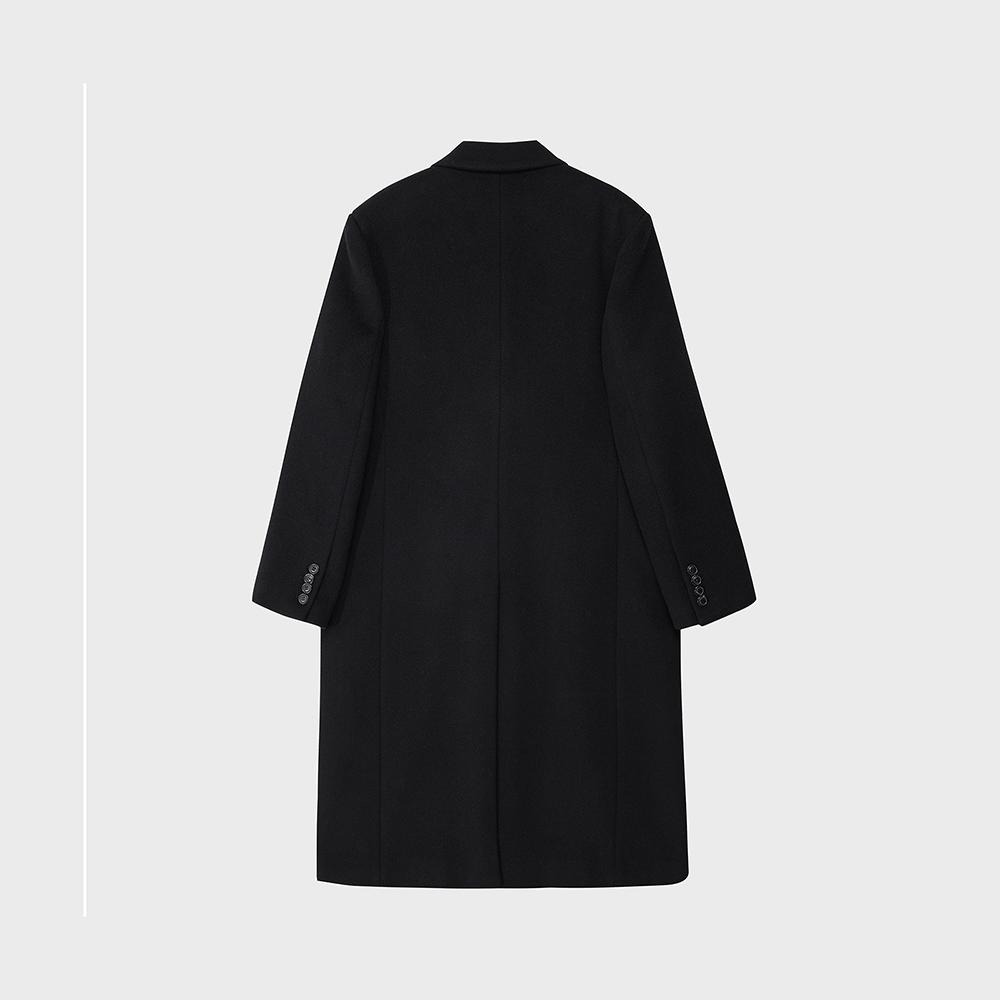 Noirer Cashmere Double-Breasted Coat (Black)