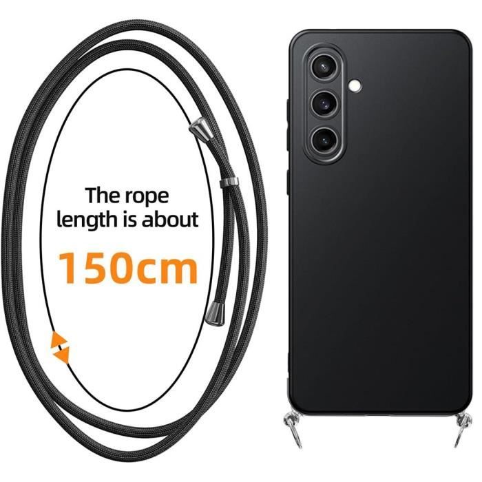Coque de protection - Samsung - Galaxy S23 FE - Souple - Silicone - Cordon noir inclus
