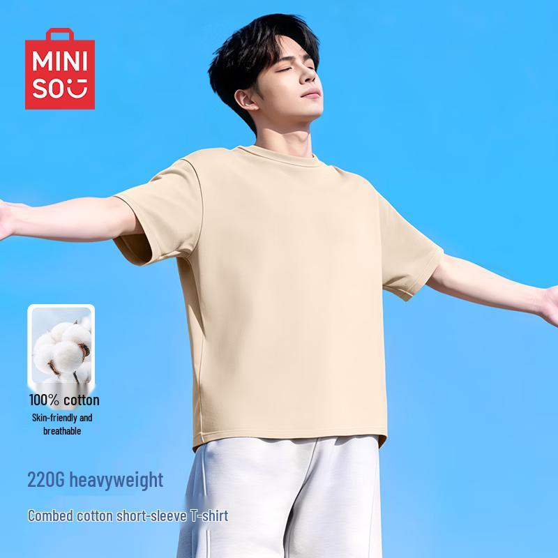 

MINISO Men s Pure Cotton Short Sleeve T-Shirt XL